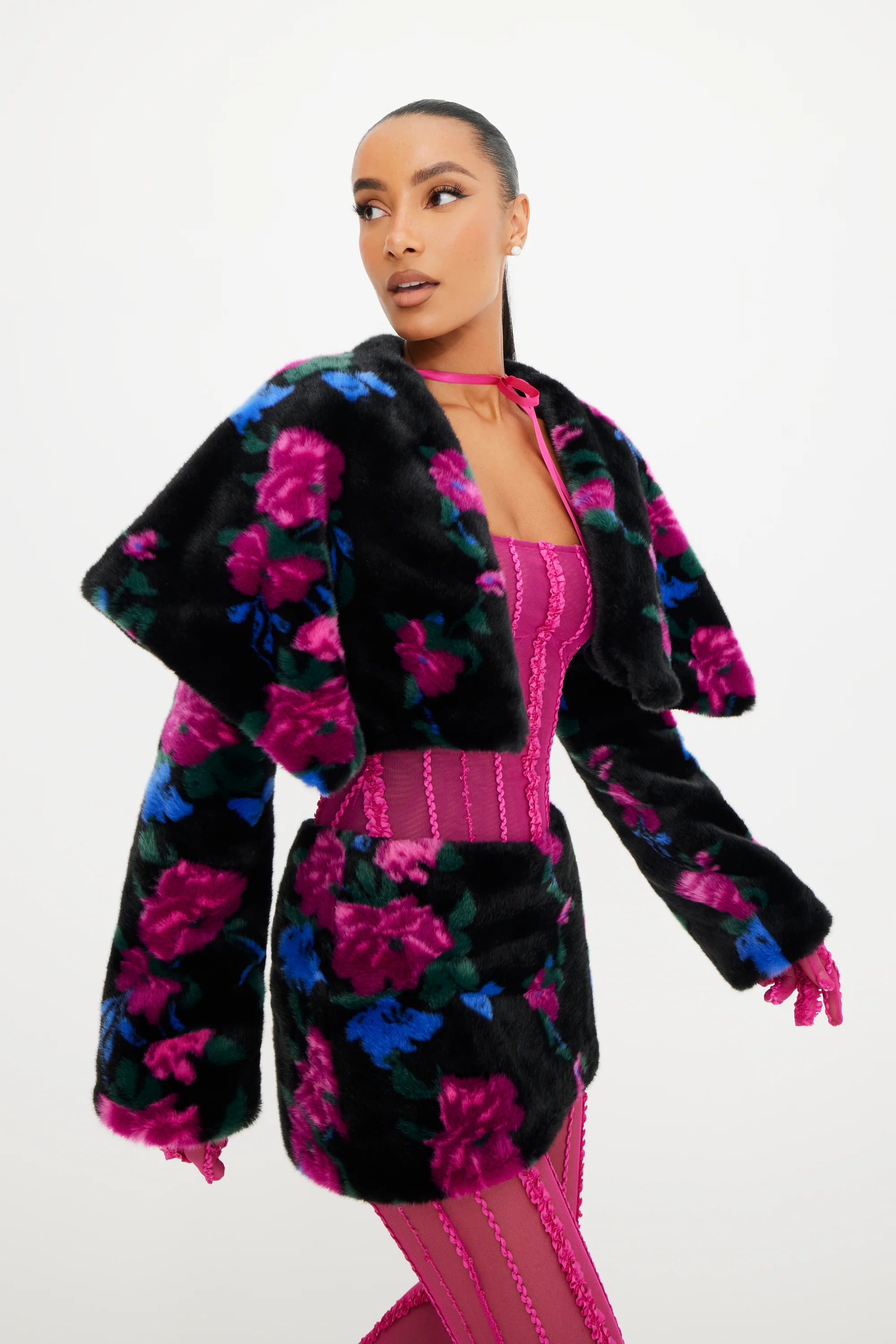 Rose Bouquet Faux Fur Bolero - Image 3